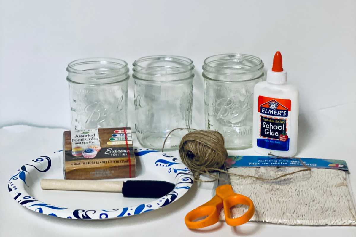 Supplies to make tinted jars