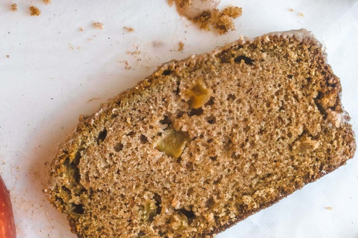 Apple Loaf Cake with Cinnamon Cream Cheese Glaze by The Cookie Dough Diaries - Autumn Apple Desserts Recipe Roundup