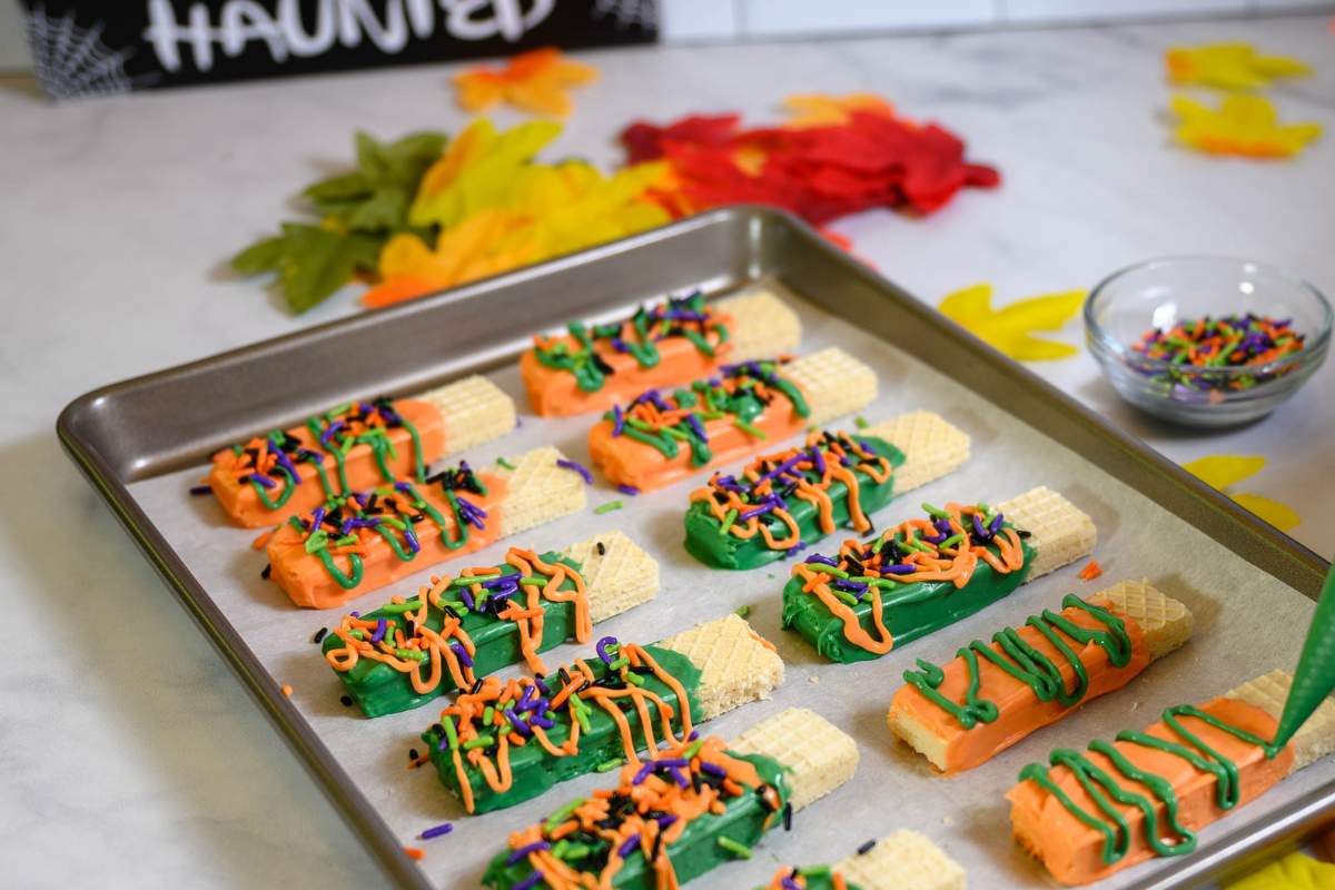 Boo-riffic No Bake Halloween Cookies with Sugar Wafer Cookies
