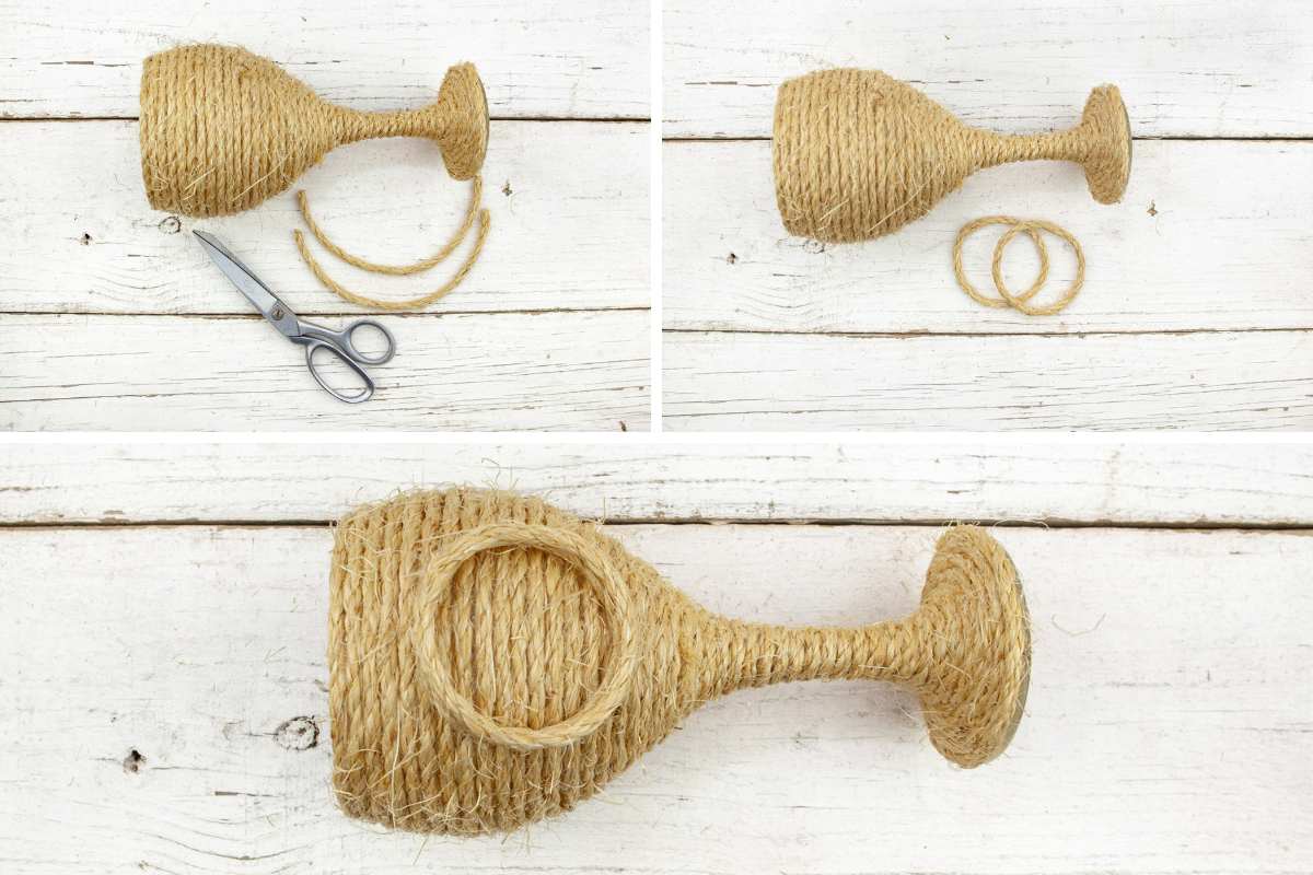 shaping the beehive opening with twine