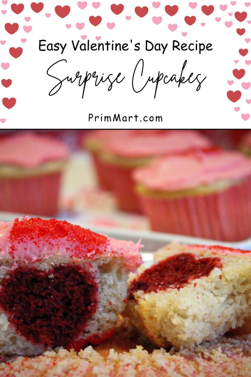 These Valentine's Day Heart Inside Cupcakes have hidden red velvet hearts, a sweet surprise in every bite!